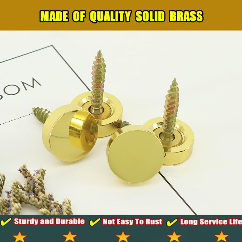 Alise Brass Screw Covers Caps,Decorative Mirror Screws Cap Nails,16mm Dia Upholstery Screws Head Covers,ZS007G-20P Gold Finish,Pack of 20 15.5mm