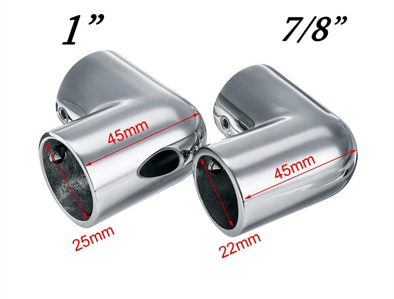 Marine 2-Way Cross Tube Pipe Connector, Heavy Dudy Stainless Steel 316 Boat Hand Rail Fitting Yacht Hand Pipe 90 Degree Elbow 1 Size:25.4mm /1"