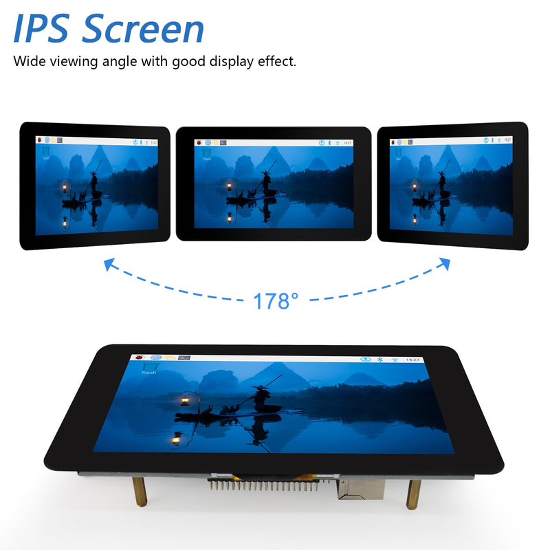 FREENOVE 7 Inch Touch Display for Raspberry Pi 5 4 B 3 B+ A+, 800x480 Pixel IPS Monitor, 5-Point Capacitive Touchscreen, Driver-Free MIPI DSI Port 7 inch IPS touchdispaly