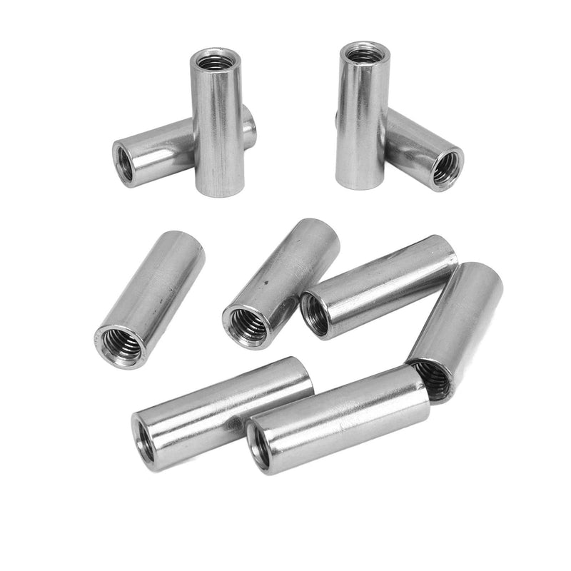 10 Pcs Round Coupling Nut M10 x 1.5 Female Thread 14mm Outer Diameter 40mm Length 304 Stainless Steel Silver Round Rod Coupling Nuts M10 x 1.5 40mm