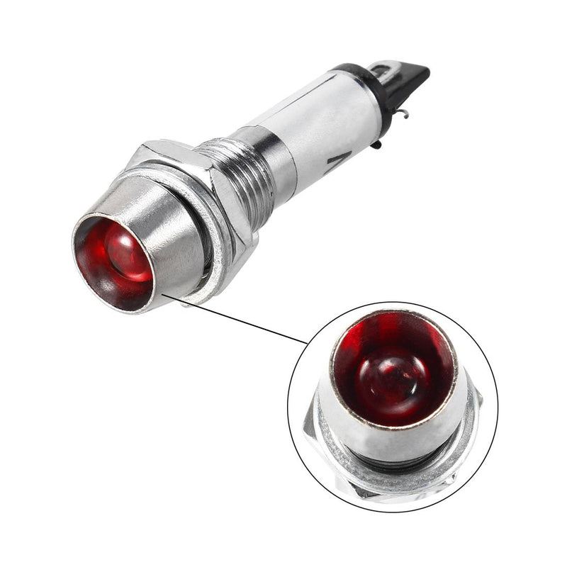 uxcell Indicator Light DC 24V, Red, Metal Shell Panel Mount 5/16" 8mm 8Pcs