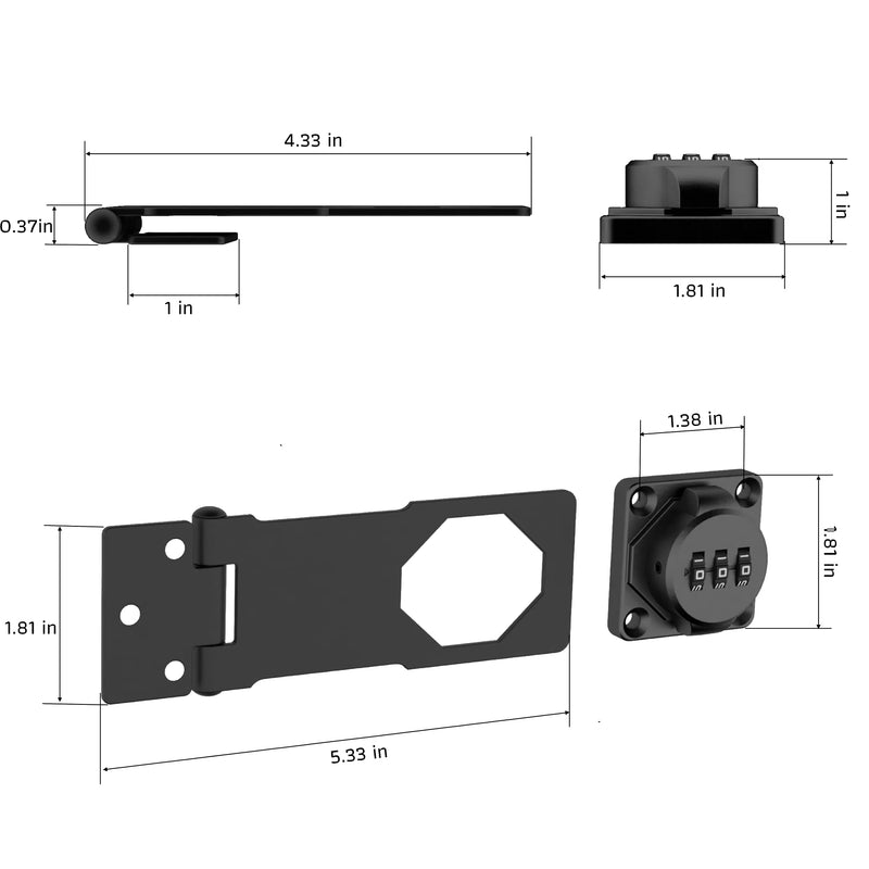 3-Digit Combination Lock, Black, Keyless, Zinc Alloy, Cabinet Door Latch, Easy DIY Installation, Wide Range of Uses