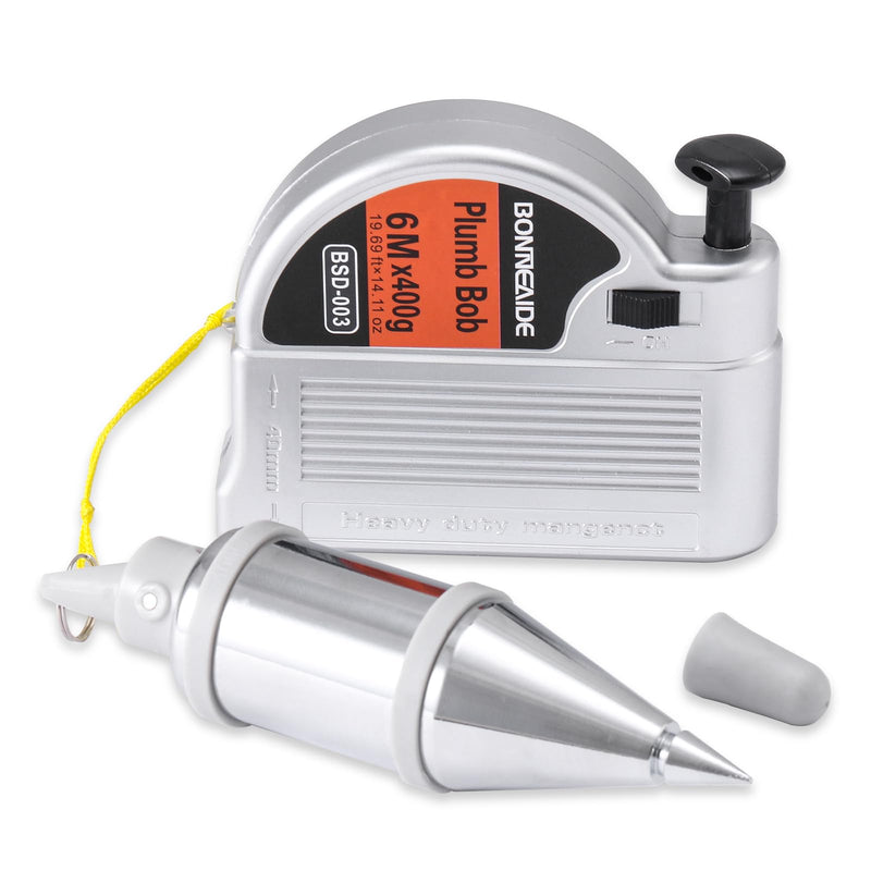 Retractable Plumb Bob Tool for Construction Industry Assignments, 14 oz(400g) Magnetic Plumb Bobs with 19 ft, Can Automatically Stretch the Line & Quickly Stabilize