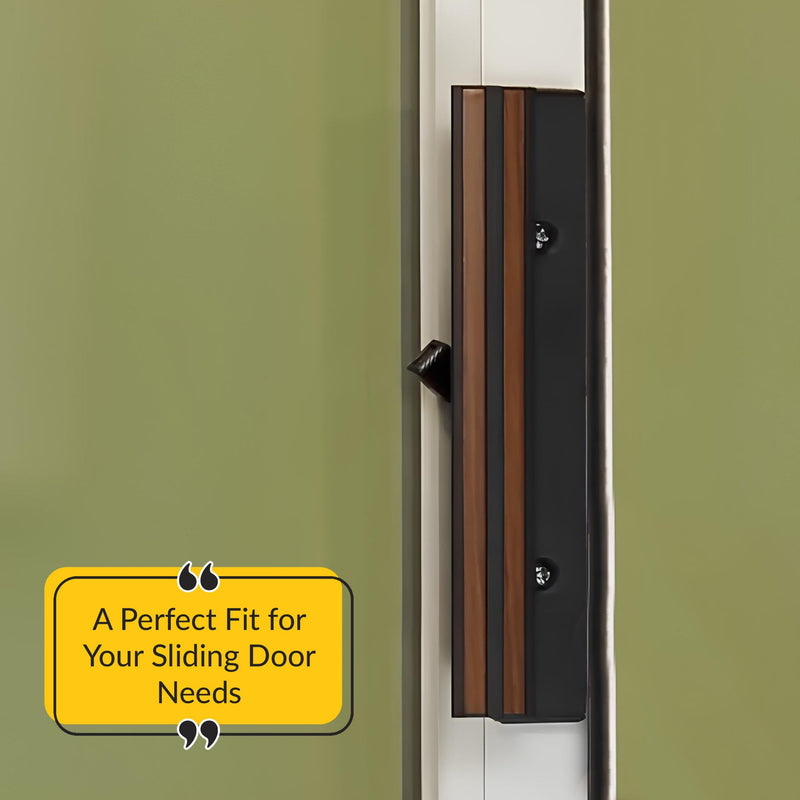 Brixwell Patio Door Handle Assy No Key, Aluminum Material, Black Finish, 3-15/16" Hole Centers, 1-15/32" Backplate Length, Universal Handing, Included Mounting Hardware, Sliding Glass Door Pull