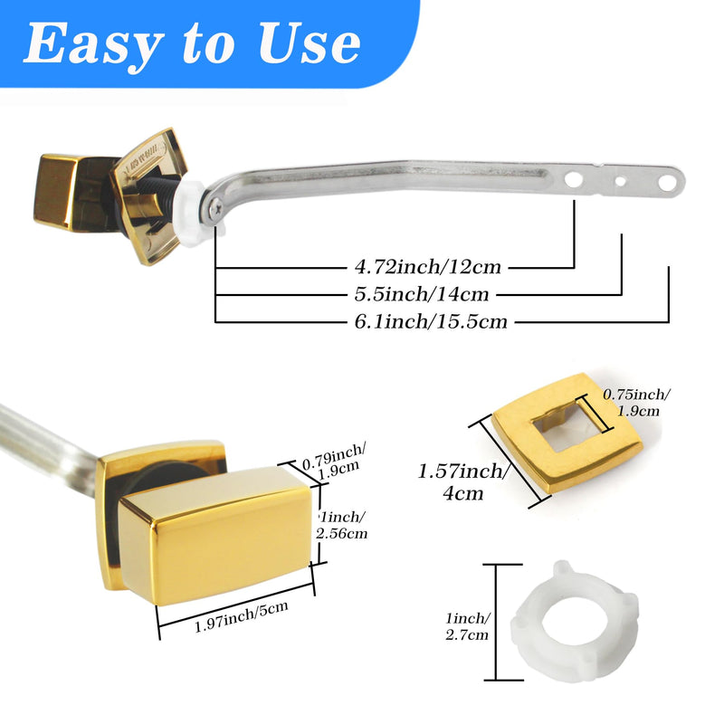 Universal Side Mount Toilet Handle Compatible with Kohler 85114-CP Trip Lever Kit, Toilet Tank Parts Handle Replacement, Vibrant (Polished Gold)