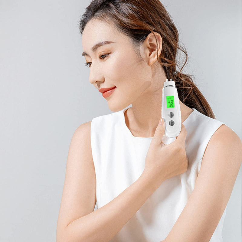 Portable Skin Moisture & Oil Analyzer, Digital Skin Detector Tester with LED Display, Facial Hydration Sebum Scanner for Beauty Salon Spa Home Use, White