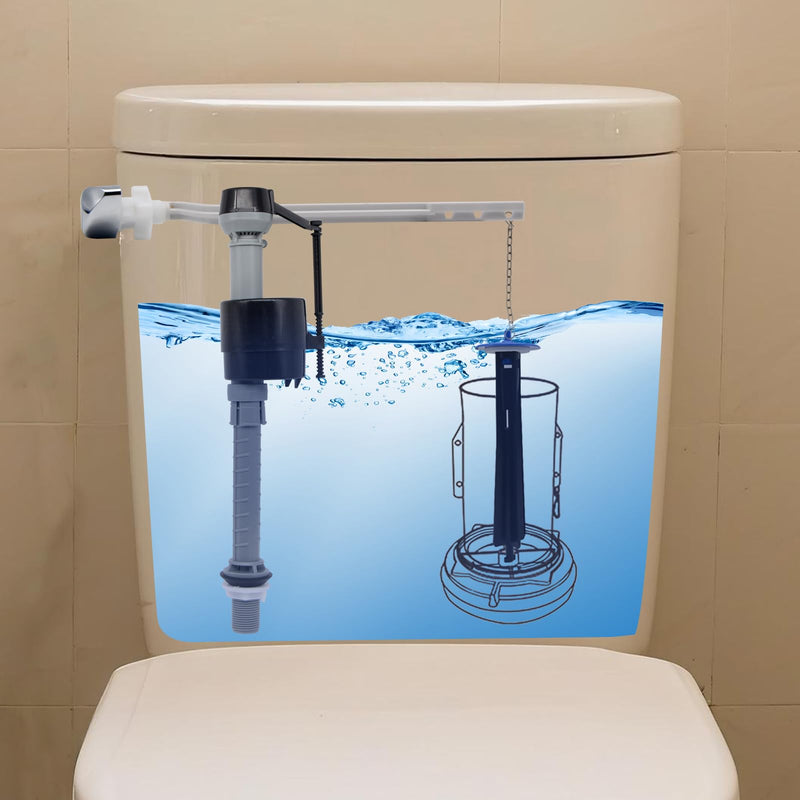 Toilet Fill Toilet Valve Kit & Canister Flush Valve, Compatible with Kohler GP1229656 AquaPiston, Quiet & Water-Saving, Adjustable Float, G3/4" Inlet, Includes Filter, Refill Tube & Chain Black