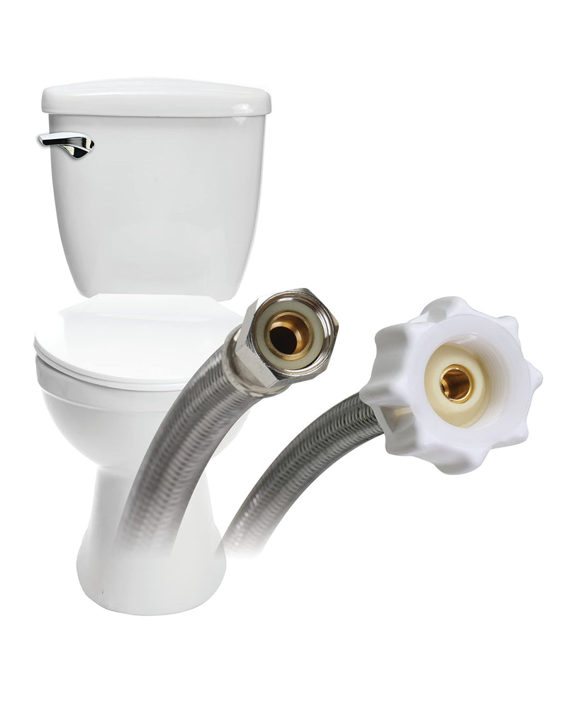 Fluidmaster B1T12CS CLICK SEAL Toilet Connector, Braided Stainless Steel - 3/8 Female Compression Thread x 7/8 Female Ballcock Thread, 12-Inch Length