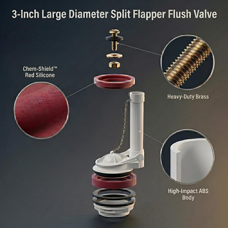 4-Inch Flush Valve Kit for American Standard Champion 4 | Fits 4215A/4149A/4260/4266 tanks; silicone flapper, gasket and brass bolts help stop leaks and ghost flushing. White