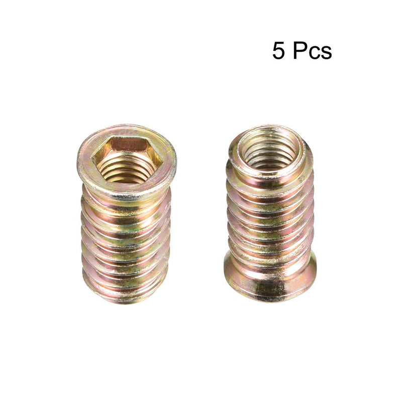 uxcell Wood Furniture M10x30mm Threaded Insert Nuts Interface Hex Socket Drive 5pcs