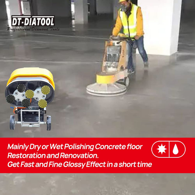 DT-DIATOOL Diamond Floor Polishing Pads Resin Bond Terrazzo Floor Diameter 4 Inch Grit 200 Pack of 6 6.0