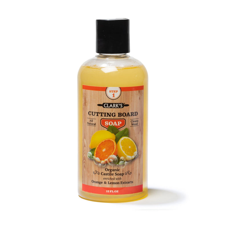 CLARK'S Cutting Board Organic Soap - Cleaner for Butcher Block, Countertop and Utensils - Enriched with Natural Orange & Lemon Extracts - Cleans and Restores Wood - Use Before Food Safe Mineral Oil Orange-Lemon