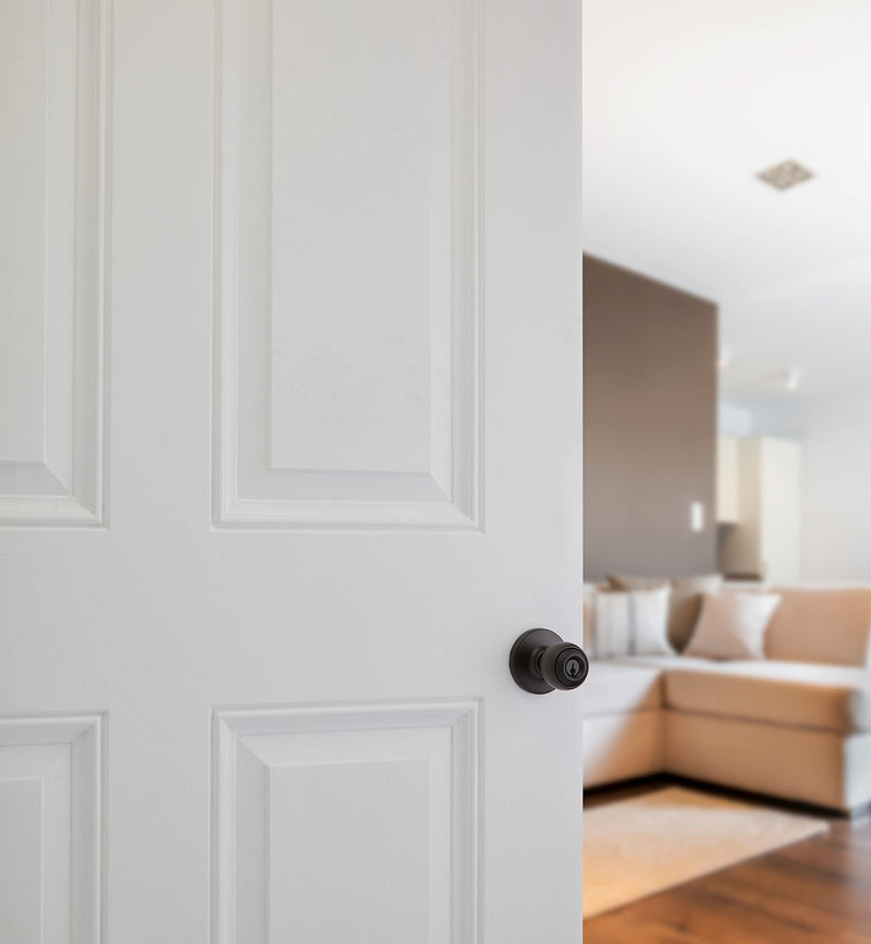 Kwikset Polo Entry Door Knob with Lock and Key, Secure Keyed Handle Exterior Doorknob, Front Entrance and Bedroom, Venetian Bronze, Pick Resistant SmartKey Rekey Security Entry with Smartkey