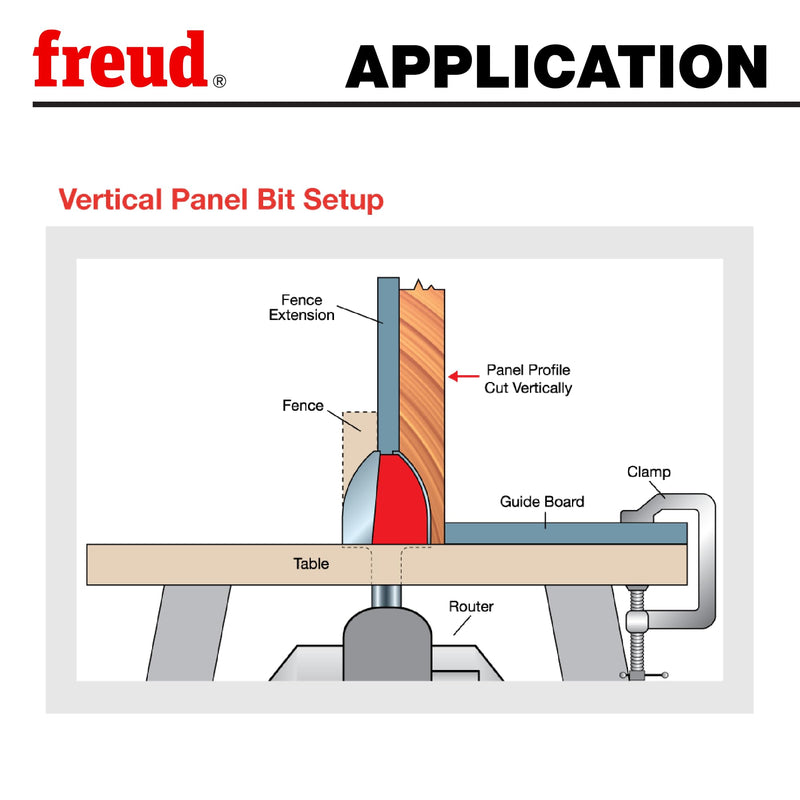 Freud 99-322: 1-1/2" (dia.) Vertical Raised Panel Bit with 1/2" shank, 3/8" large radius