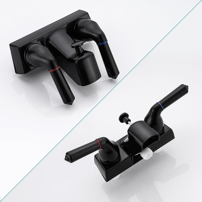 RV Shower Faucet, 4 inch Shower Valve Diverter Replacement, with Classical Dual Handles for RV/Camper/Motorhome Bathroom, Black