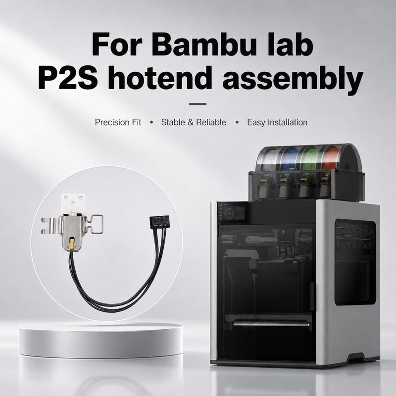 Heating Assembly Kit for Bambu Lab P2S Hotend Heating Component with Heater Cartridge, Thermistor Temperature Sensor & Heat-Insulating Clip 3D Printer Accessories General 1PCS