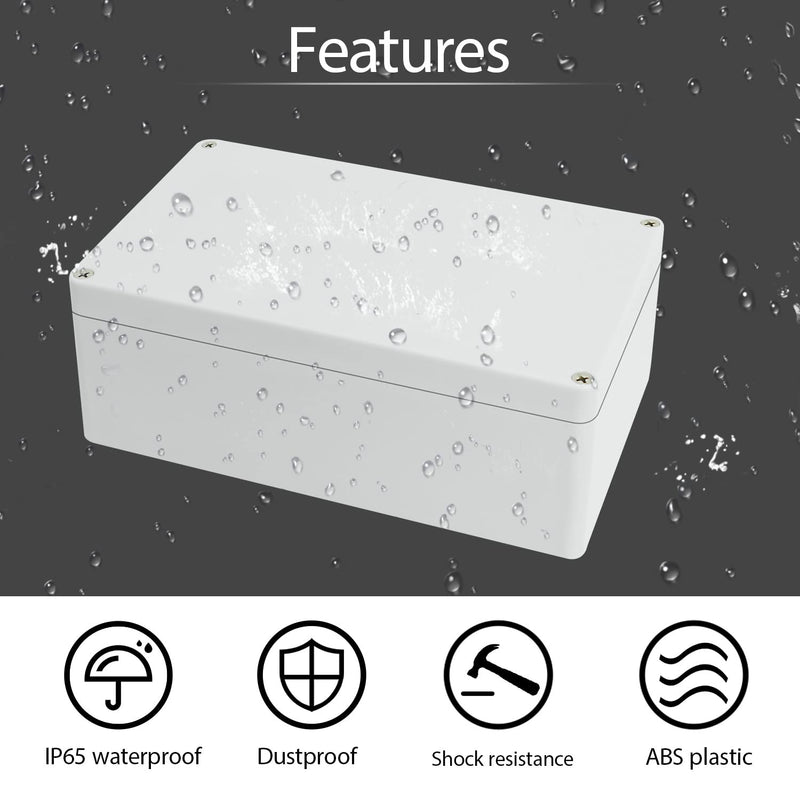 Junction Box Waterproof Plastic Project Box IP65 Plastic Project Box Electrical Box Enclosure Gray White 7.87"x 4.72"x 2.95"(200x120x75mm) 7.87"x 4.72"x 2.95"