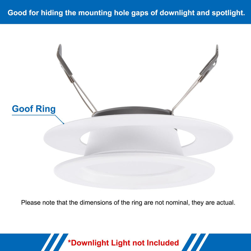 PATIKIL 5" ID 7.48" OD Goof Rings for Recessed Light, Matte White Goof Metal Trim Ring Lighting Fixture for Ceiling Wall Recessed Can Downlights 5"x7.48"