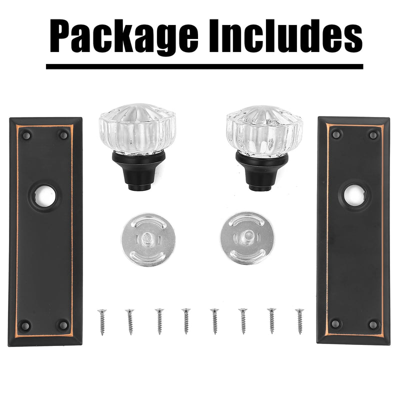 Single-Side Glass Dummy Door Knobs, Inactive Door Knobs for Closet, Antique Bifold Door Knobs Replacement, Crystal Dummy Door Handles, Oil Rubbed Bronze, 2 Pack Dummy(2 Pack)