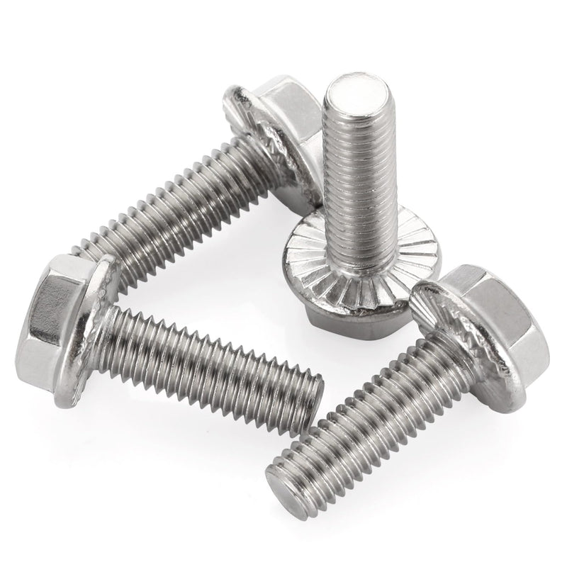 1/4-20 x 1 Flanged Hex Head Bolts Flange Hexagon Screws, Stainless Steel 304, Fully Threaded, 25 PCS 1/4-20 x 1"