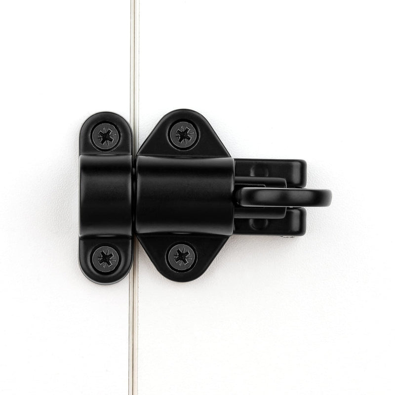 12 Packs Self-Closing Latches，Black Spring Door Lock，Resilient Bolt Latch Aluminum Alloy Safety Automatic Spring Barrel Door Lock with Screws，Used for Wooden Door，Wooden Window and Cabinet etc Black 12