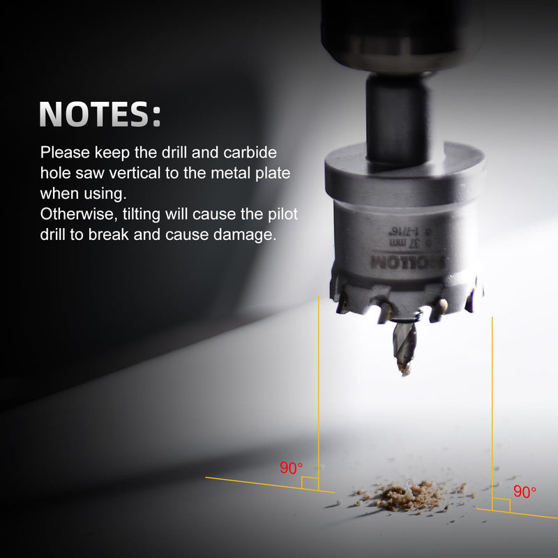 (7/8''|22mm) Heavy Duty Carbide Hole Saw with 2 Pilot Drill Bits, Hole Cutter cuts Stainless Steel, mild Steel, Iron, Copper, Brass, Plastic 22mm | 7/8" 1