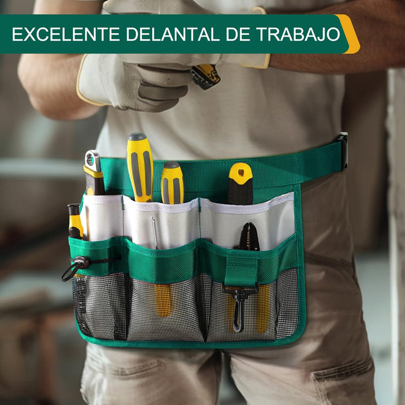Garden Apron for Women, Adjustable Tool Belt with 8 Pockets - Heavy Duty Oxford Work Belt for Gardening, Construction (Green) Green