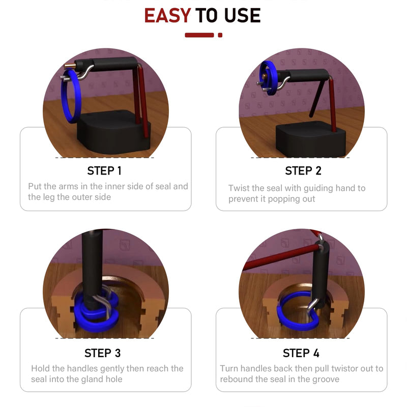 Hydraulic Cylinder Seal Kit-Rod Seal Install Tool-Hydraulic U-Cup Twistor Installation Tool Seal Twistor Install Tool Set with 2 Side Pick & Hook Multi Tool 5PCS