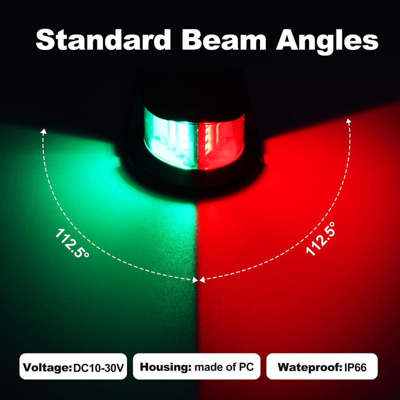 Red and Green Boat Navigation Lights，Waterproof 2NM 10-30V,Energy-Saving,Boat Navigation Lights Led for Fishing Boats Bowrider Skiff Plastic