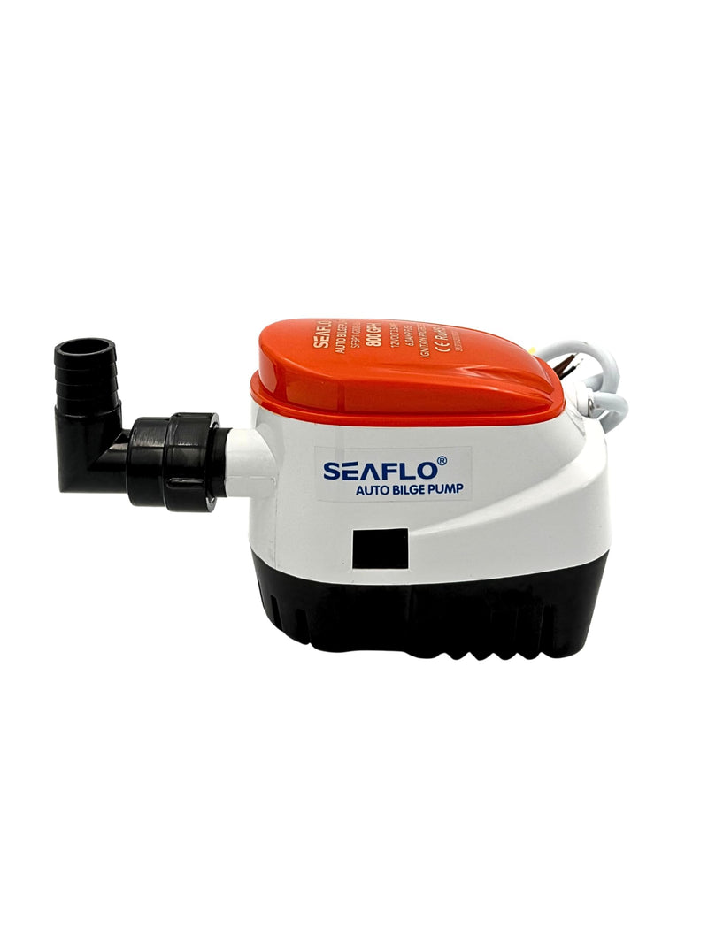 SEAFLO 06A Series Automatic Submersible Bilge Pump - 800 GPH, 12V, 3/4" Outlet, All-in-One Pump & Float Switch, Compact Marine Boat Yacht Bilge Pump - CE Rohs Certified, 4-Year Warranty