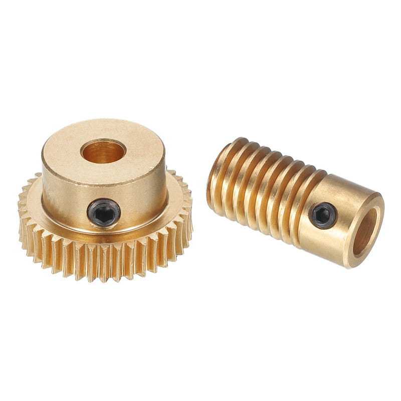 uxcell Worm Gear Set - 0.5 Module 40:1 Reduction Rate 6mm Hole Dia Gear Shaft and 5mm Hole Dia Gear Wheel 40T Drive Gear Box (Brass)