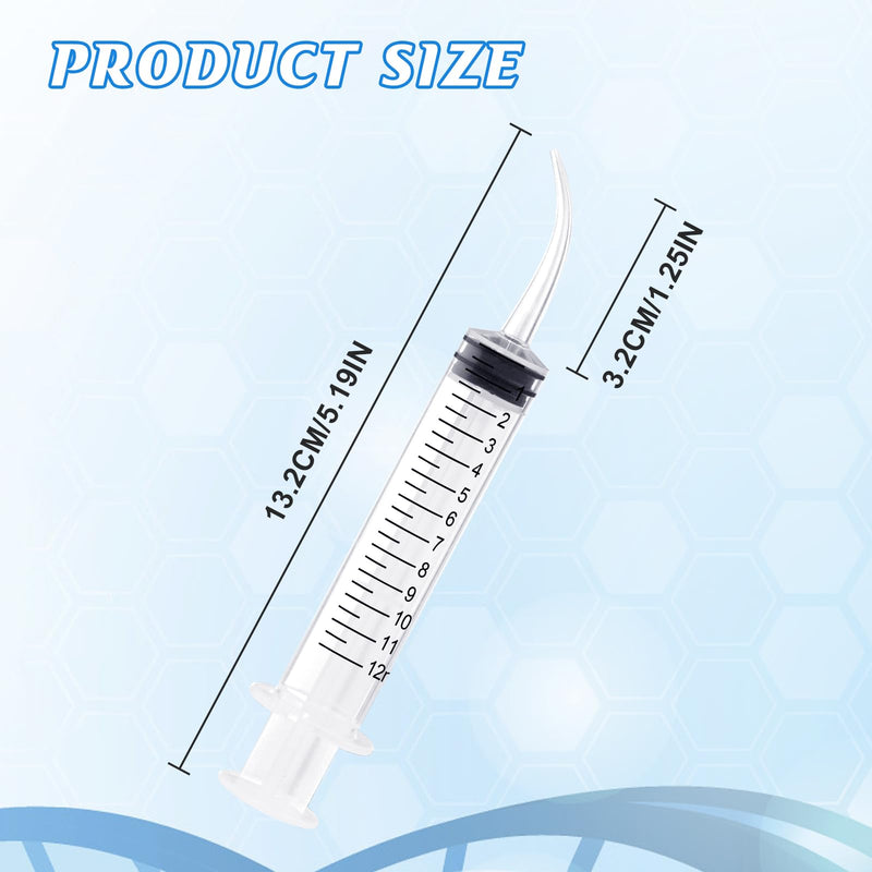 Wisdom Teeth Syringe,12ml Dental Syringe with Curved Tip & Measurement, Sterile Individually Package Dental Irrigation Syringe for Oral Dental Care, Tonsil Stones Removing, Lab, Liquid, Feeding (10 Pack) Curved Tip 10 Pack Plastic