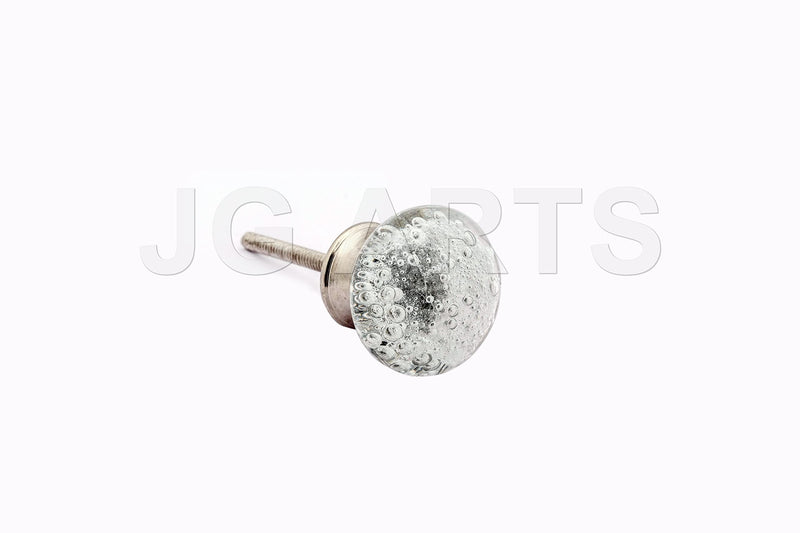JGARTS Round Glass Dresser Drawer, Door, Cabinet Knob Brushed Nickel Hardware - - Pack of 12 (Clear)