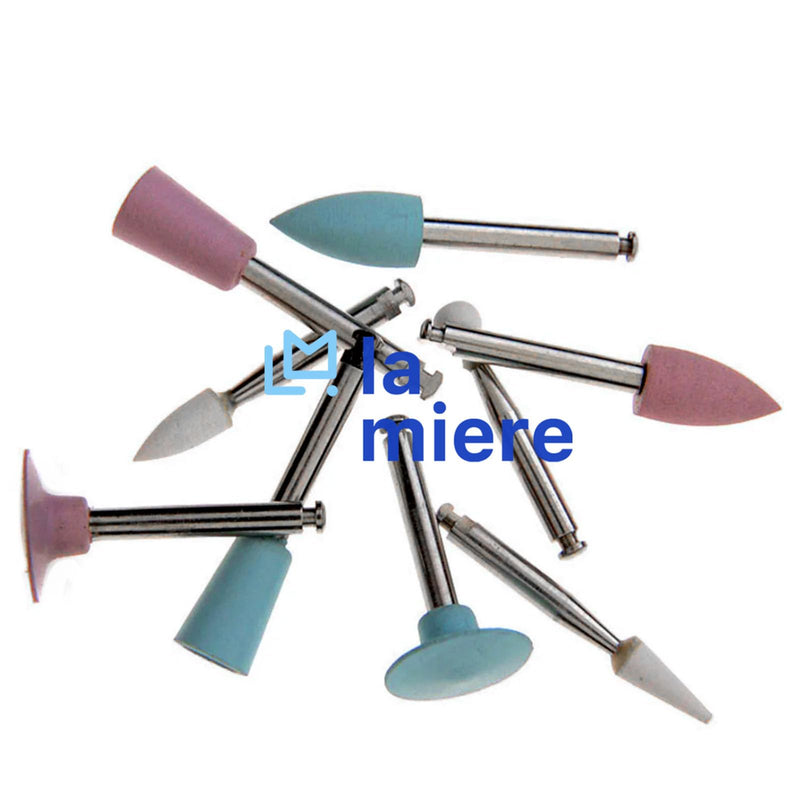 Dental Composite Polishing Kit 9pcs/Kit, Ceramic Oxide Grit, Ceramic Material, Low-speed Contra-angle Handpiece Compatible, White, Pink, Light blue
