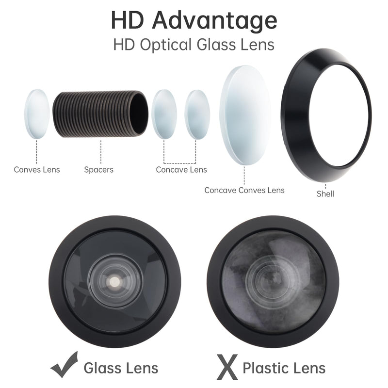 Door Viewer Peephole, Solid Brass 200 Degree Viewer, 5/8 Inch Pipe Diameter Peephole with Privacy Cover for 1-3/8" to 2-1/6" Doors (Black) Black