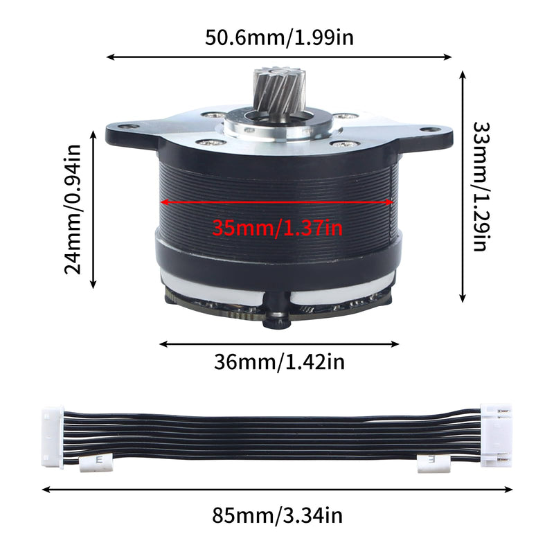 FYSETC 3D Printer Accessories for K2 Plus: Original Extruder Motor 35mm Round Pancake Stepper E-axis with 12 Teeth Shaft Gear Drive Board Connected Cable for K2 Pro FDM Printing Project