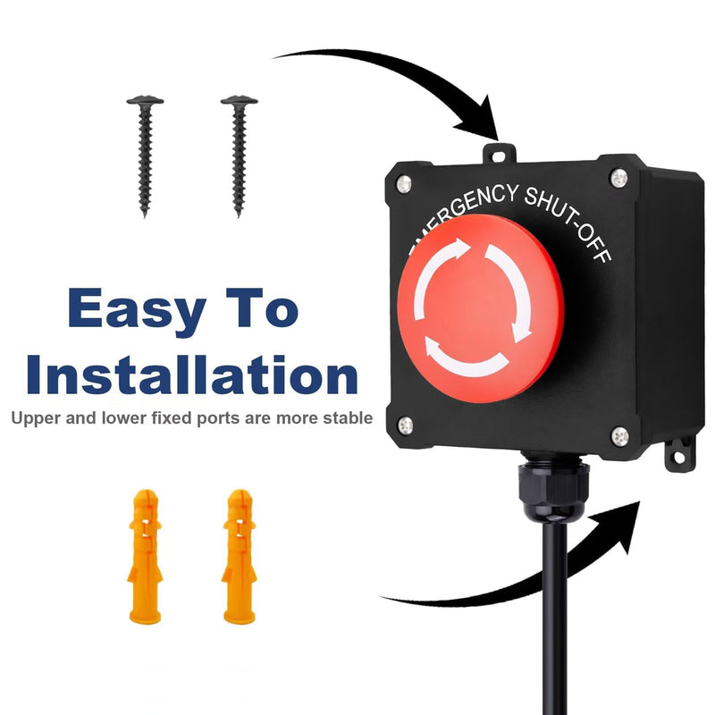 Emergency Stop Switch 440V 16A – 10ft Heavy Duty Cord with Large Button for Table Saws, Routers, Drill Presses & Workshop Machinery