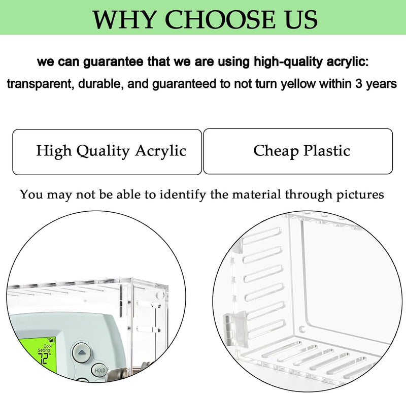 Thermostat Lock Box with Key Thermostat Lock Box Large Thermostat Cover with Lock Universal Clear Thermostat Guard for Thermostats on Wall Fits Thermostat 6.5''*4.72''*2.2'' or Smaller