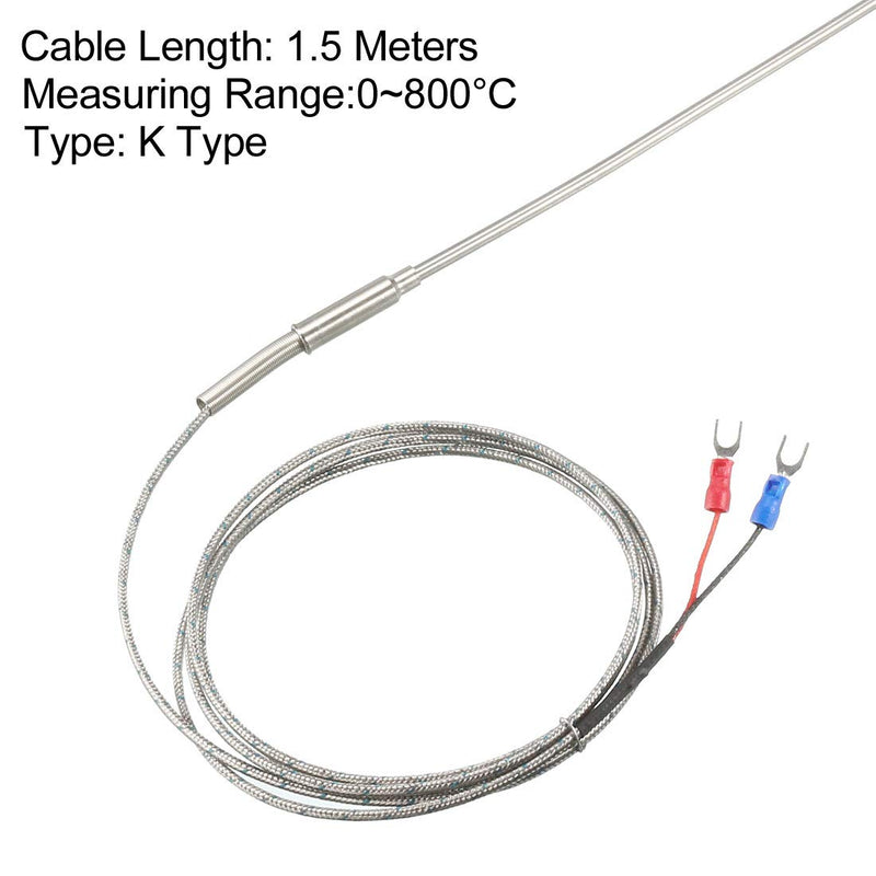 uxcell K Type Thermocouple Temperature Sensor Probe 4x300mm (0 to 800C) 5ft Temperature Controller 4mm x 300mm
