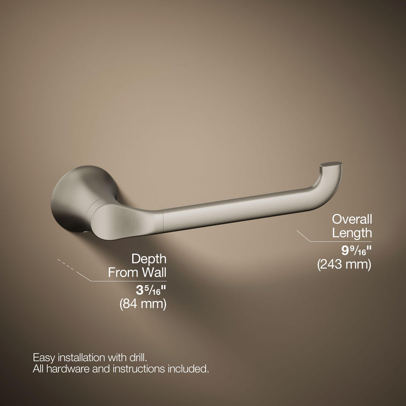 KOHLER 27396-BN Simplice Towel Arm, includes Installation Hardware, Vibrant Brushed Nickel