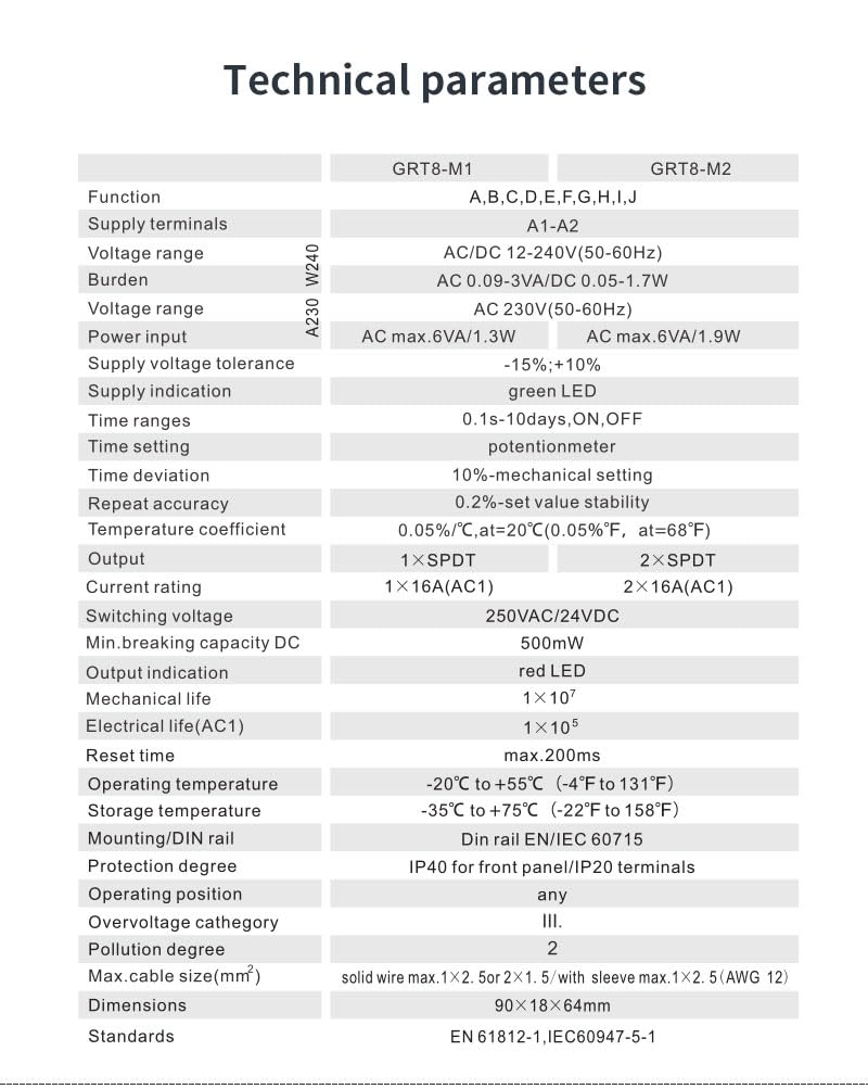 GEYA 16A Multifunction Time Relay 10 Function Choices AC/DC12V-240V 1 Output Control Relay(GRT8-M1,AC/DC12V-240V) AC/DC12V~240V Grt8-m1 - NewNest Australia
