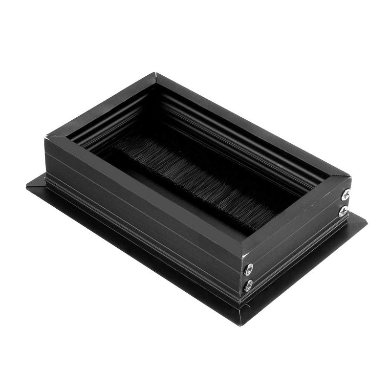 uxcell Cable Hole Cover, 108 x 69mm Aluminum Alloy Square Desk Wire Cord Cable Grommets Hole Cover for Office PC Desk Cable Cord Organizer, Black
