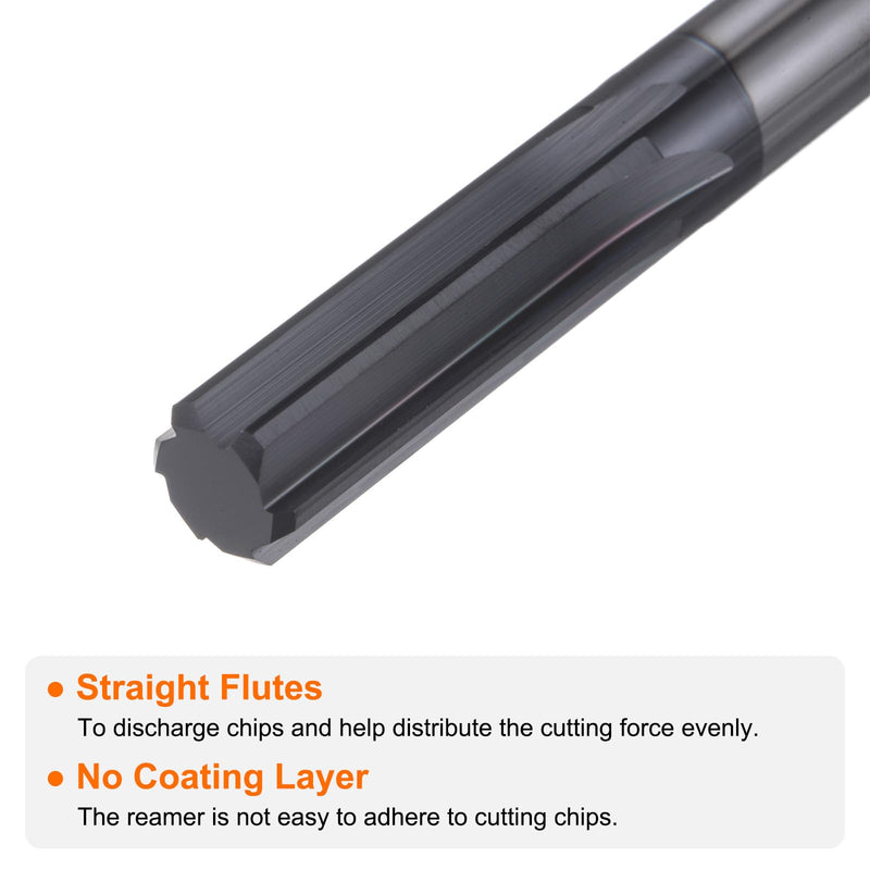 HARFINGTON Carbide Chucking Reamer 0.473"(12.01mm) Dia Straight Flute Straight Shank Machine Reamer Tool for Metal and Lathes CNC Machining Centers, Black 0.473"