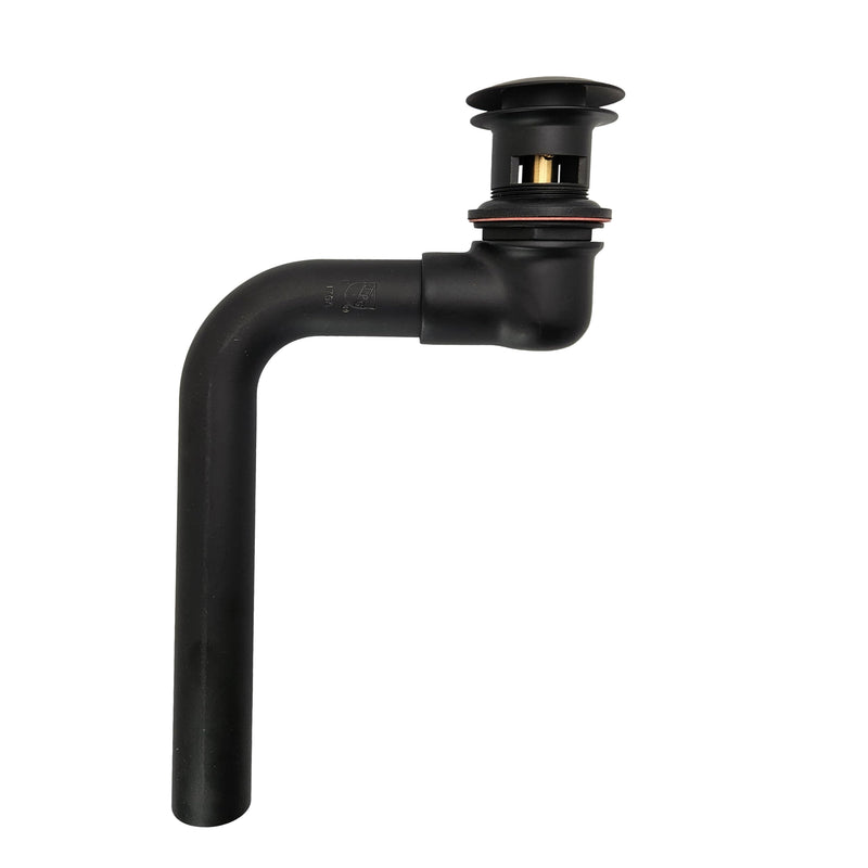 Westbrass 1-1/4" Tip-Toe Offset Overflow Lavatory Drain, 17 Gauge Brass Sink Drain with 1-1/4" Tailpiece, Fits 1-1/2" Opening, Fully Finished Exposed Installation, Matte Black