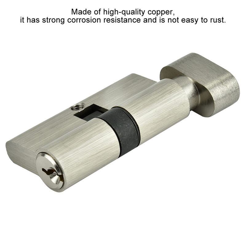 Lock Cylinder Single Open Lock Solid Copper Lock Cylinder, Anti Theft Cylinder with 3 Keys, Bedroom Bathroom Kit for Wooden Aluminum Doors Proof Lock (L=60mm (30/30))