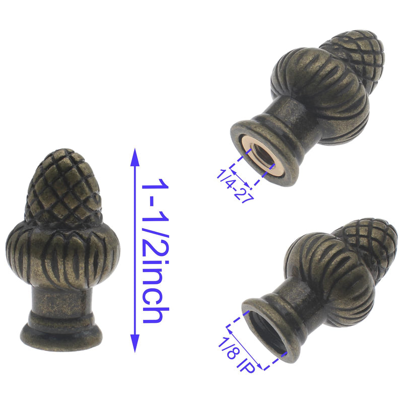 1 Pcs Lamp Finial Cap Knob Solid Lamp Shade Decoration Retro Lamp Finial Decoration with Dual-Thread for Lamp Shade Holder Harp Tops (Bronze) Bronze
