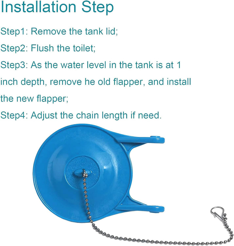 3 Inch Toilet Flapper Replacement Compatible with Gerber 99-788, Easy to Install with 2 Toilet Handle & Stainless Chain, Long Lasting Rubber Toliet Flapper, Blue(2PCS) 3- in-size 2 Pack