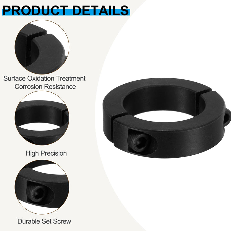 PATIKIL Bore 40mm Double Split Shaft Collar 60mm OD 15mm Thickness, 2 Pack 45#Carbon Steel Locking Collar Clamp Style with Set Screw for Machine Tools Industry, Black 40mm/1-11/16inch