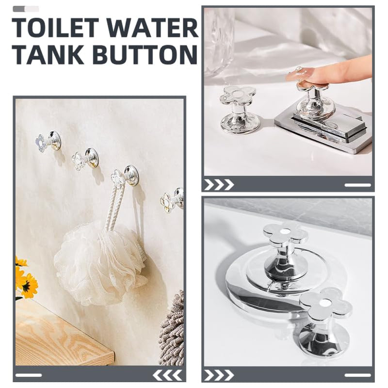 Mikikit 2pcs Toilet Button Pusher Flower Shape Flush Button for Toilet Water Tank Easy Installation Bathroom Accessory