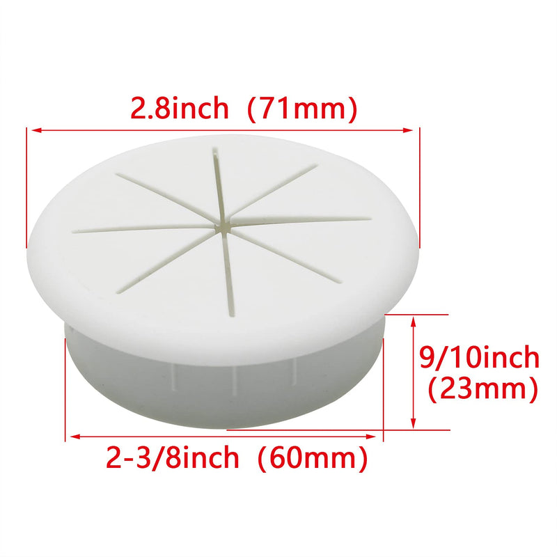 HJ Garden 1PC 60mm Desk Cord Grommets Flexible Cable Wire Hole Cover Set Wire Organizer for Office Home PC Desk,White